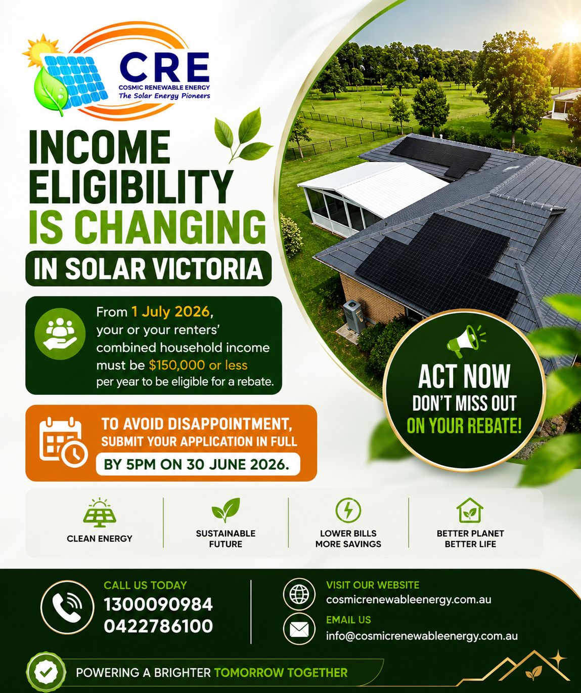Solar Victoria Income Eligibility Changing - Submit Application Before 30 June 2026